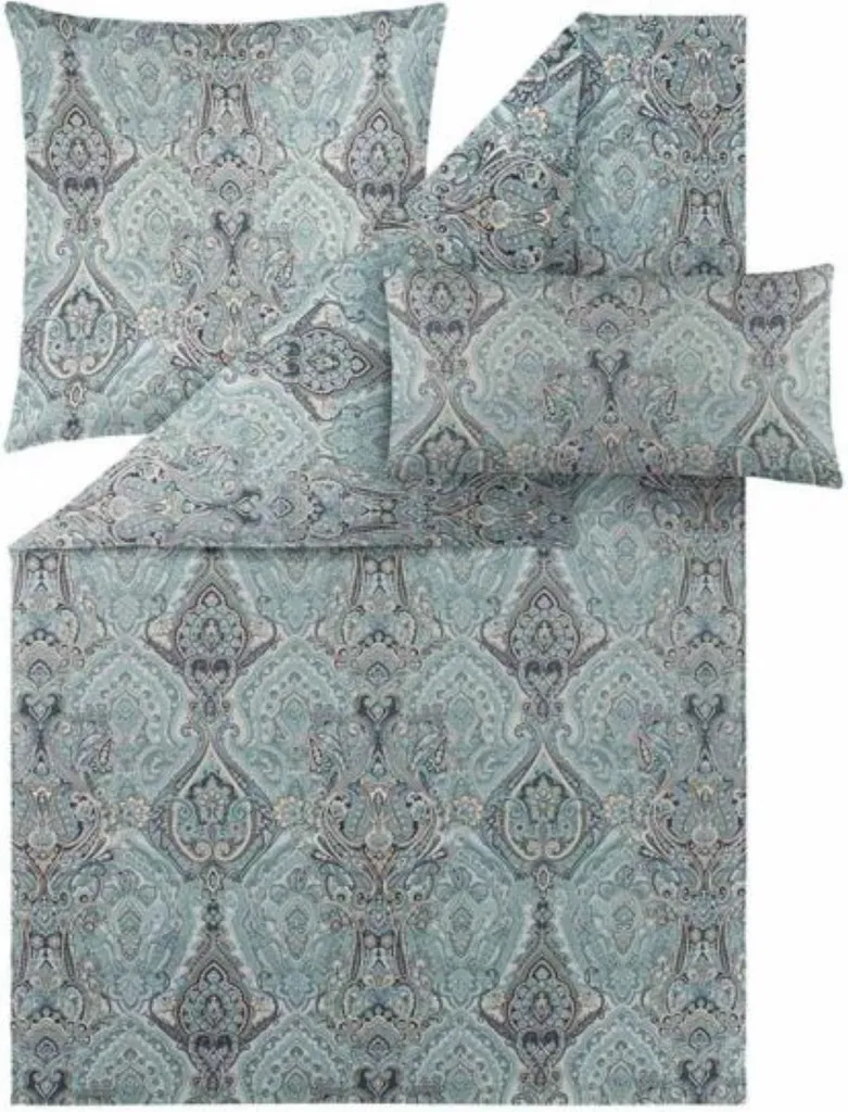 Housse de couette Estella Mariam Azur en satin mako 135x200 cm haut de gamme