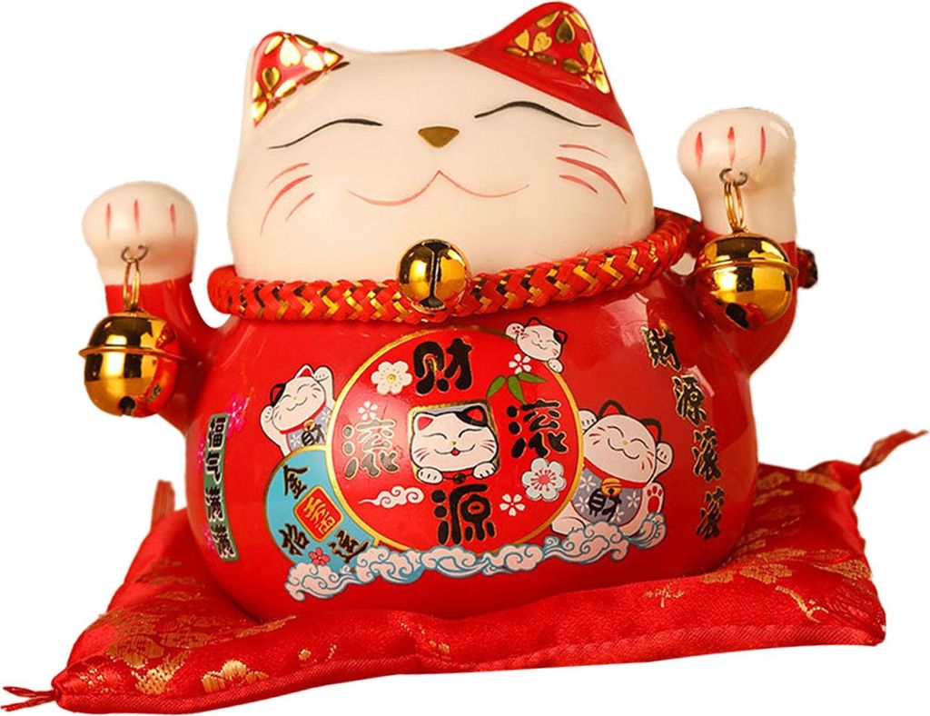Lucky Cat Coin Bank 4.5in Exquisite niedlich bringen Glück Guten Wunsch Keramik Glückskatze Spartopf Schreibtisch Dekoration rot