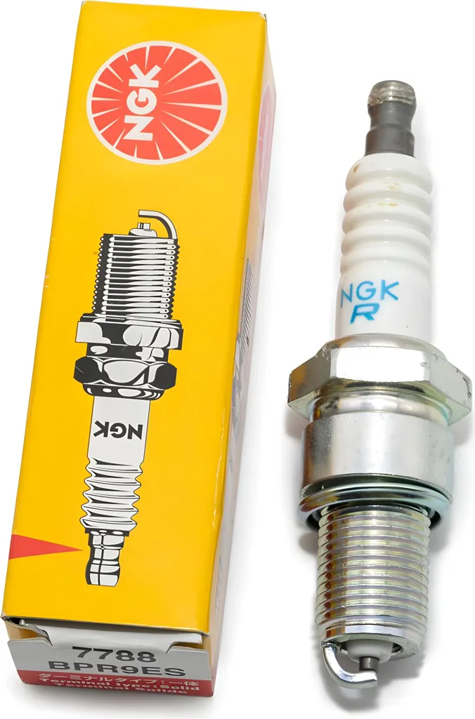 Set di candele di accensione NGK 10x BPR9ES con soppressione delle interferenze, filettatura lunga 19,0 mm Ø 14,0 mm esagono 20,8 mm, distanza tra gli elettrodi 0,75 mm, potere calorifico 9, 7788