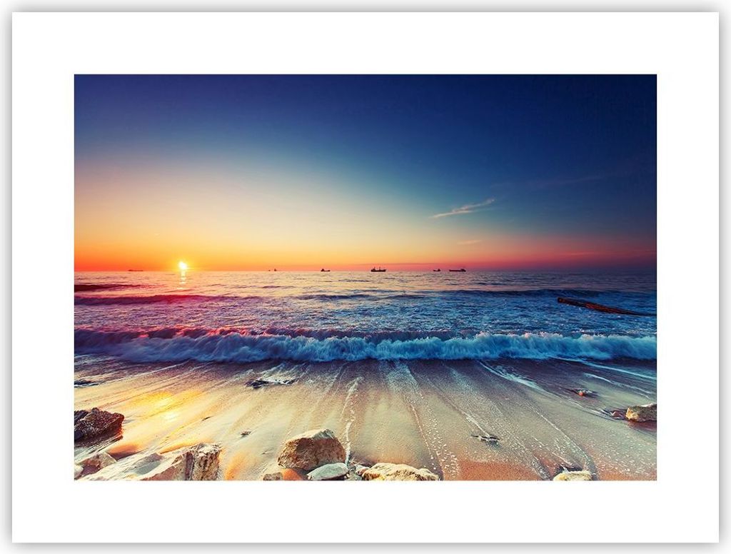Poster - Poster ohne Rahmen - Meer Strand Welle - 40x30 cm - Wand Bild - Wanddeko - Wandbilder - Kunstposter - Wandposter - Bilder - Kunstdruck - W...