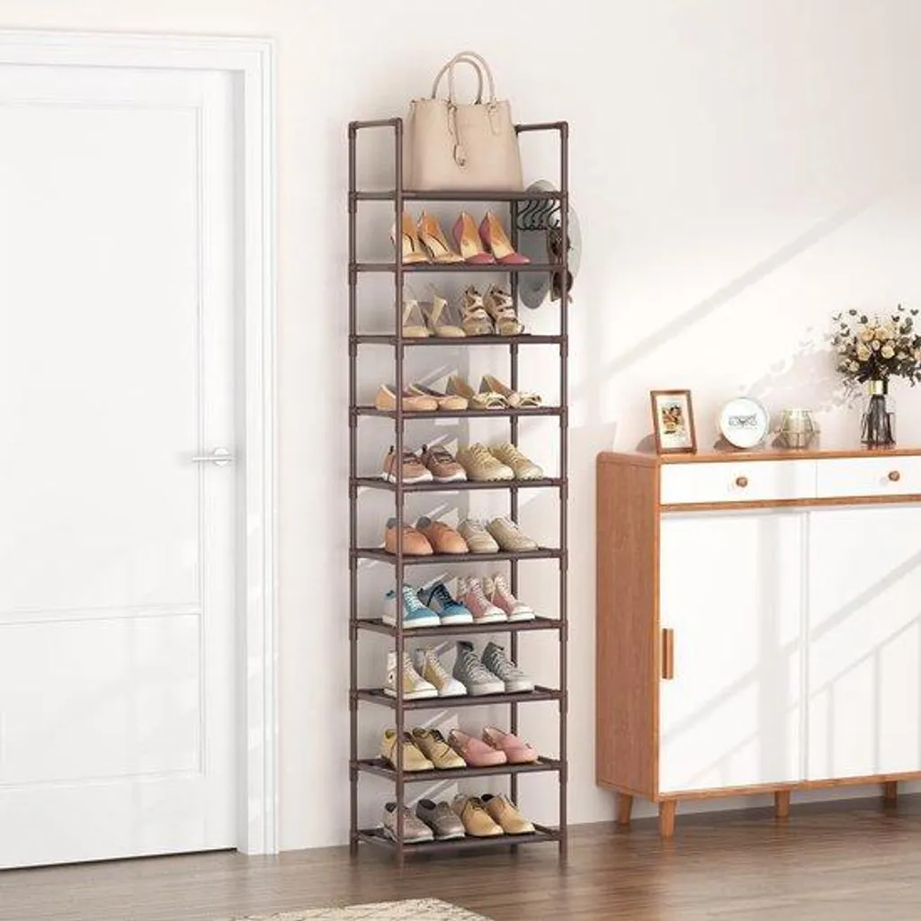 Étagère à chaussures 10 niveaux pour 25 paires - Coloris Marron Classique
