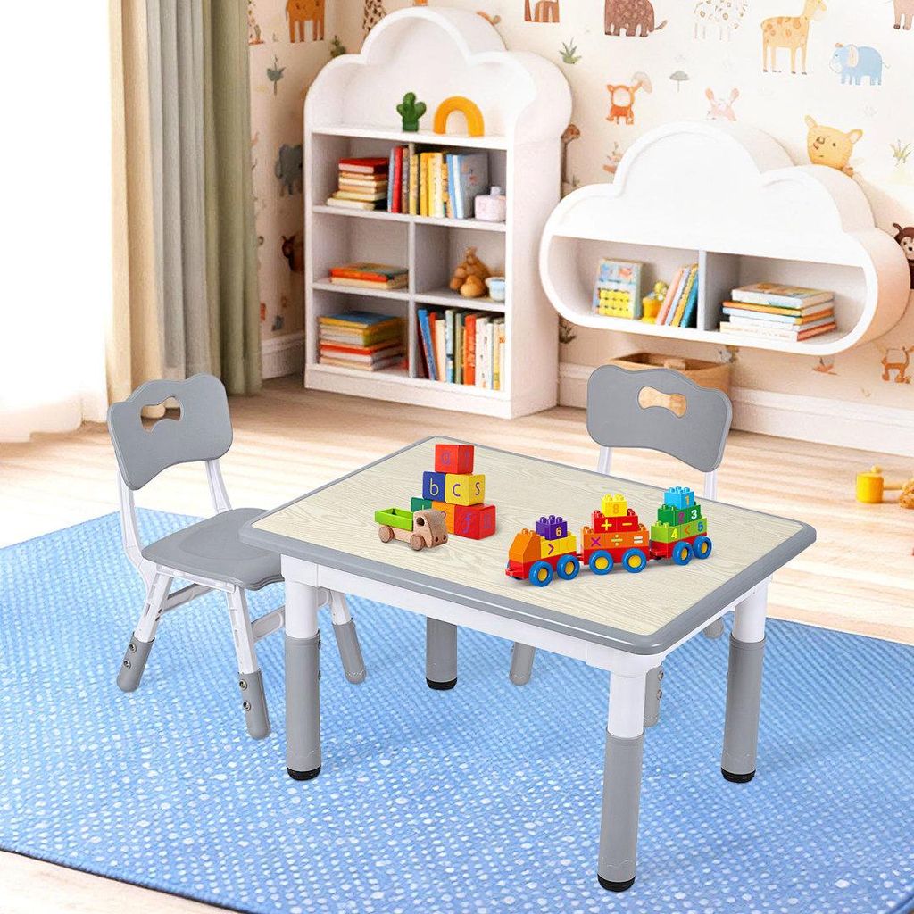 Izrielar Kindertisch mit 2 Stühlen grau, Höhenverstellbare Produktbild 