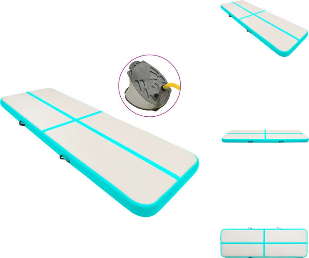 vidaXL Aufblasbare Gymnastikmatte mit Pumpe 300x100x20 cm PVC Grün - Yoga- & Pilatesmatten