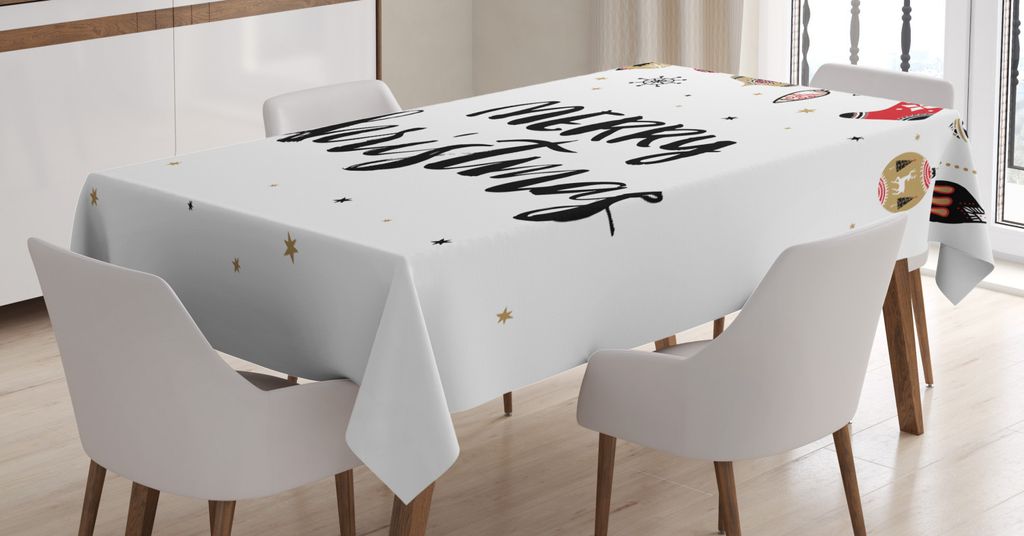 ABAKUHAUS Noel Tischdecke, Modernes inspirierendes Zitat, Für den Inn und Outdoor Bereich geeignet Waschbar Druck Klar Kein Verblassen, 140 x 170...