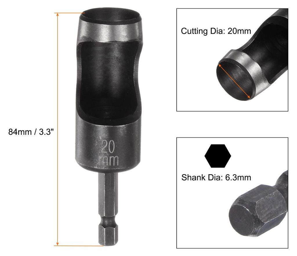 20 mm Lochstanzer fš¹r Leder, Locheisen mit 1/4 Zoll Sechskantschaft fš¹r Bohrer, Lochstanze Einzelstanze fš¹r Gš¹rtel Uhrenarmb?nd Papier ...