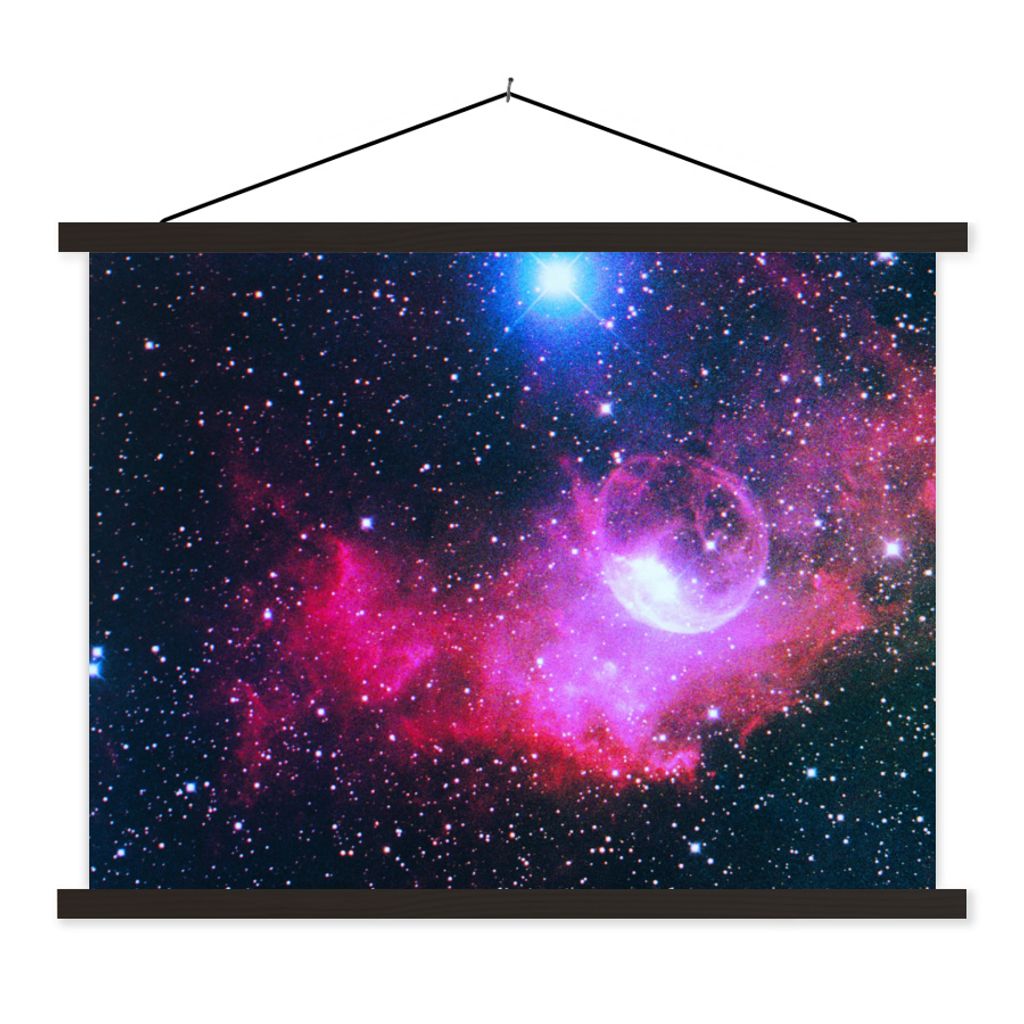 MuchoWow Textilposter Universum - Planeten - Rosa - Jungen - Mädchen - Kinder 150x113 cm mit schwarzem Rahmen - Wohnzimmer