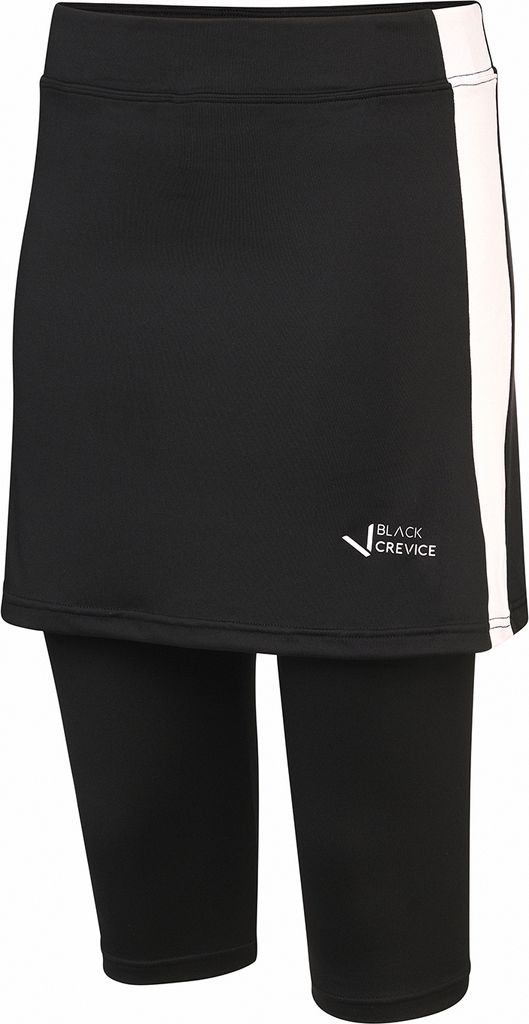 BLACK CREVICE - Damen Sport Leggings mit Rock | Farbe: Schwarz/Garlonstreifen - Weiß | Größe: 34