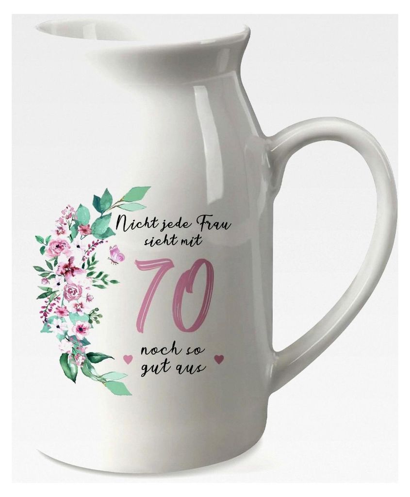 Geschenk für 70-jährige Frauen - Vase mit Gravur, Damen Blumenvase als Geburtstagsgeschenk zum 70. Geburtstag