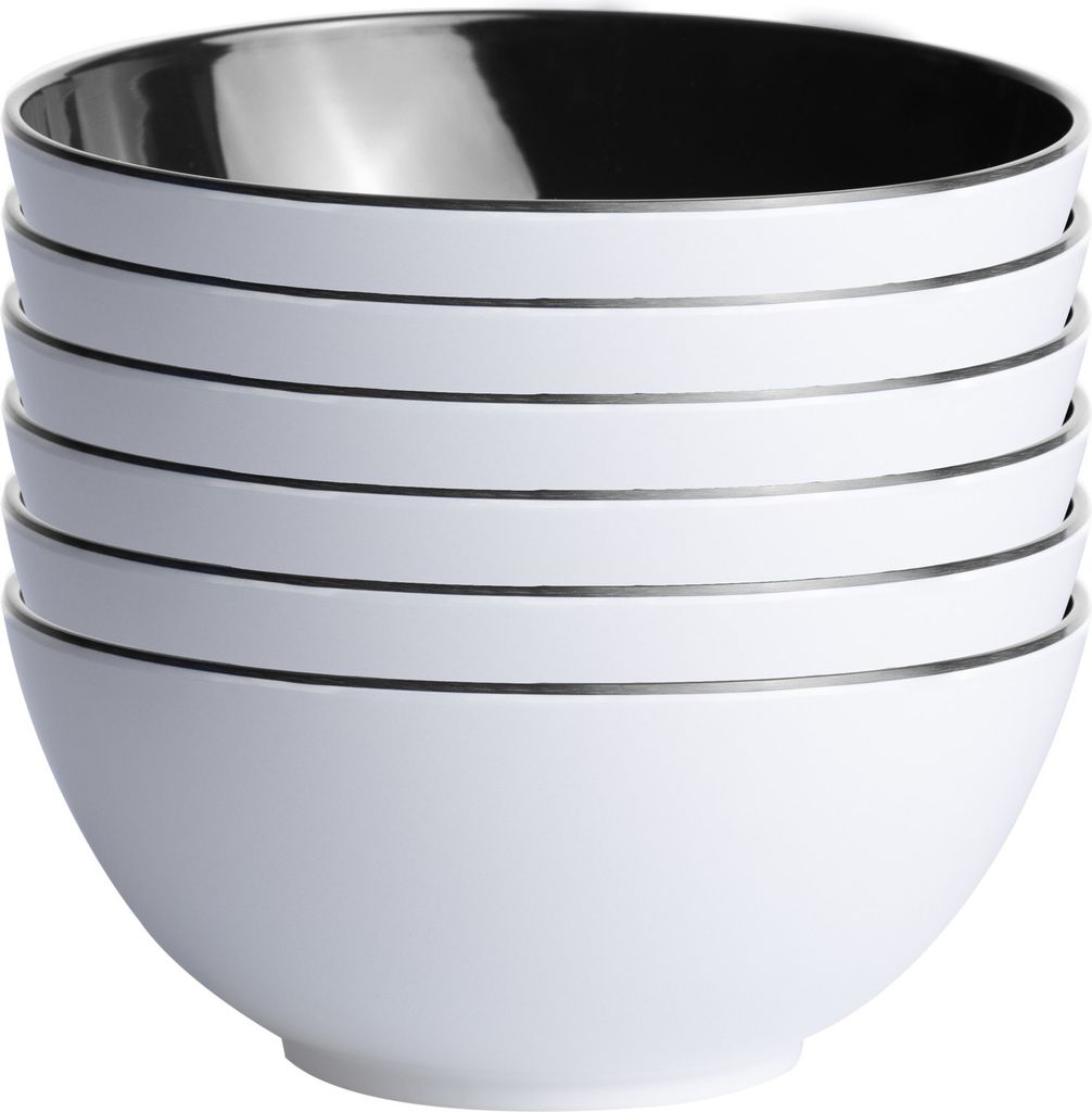 Salat Müsli Suppe Obst Schüssel klein, 15 cm, rund - Black, Summer Edition 6er Set