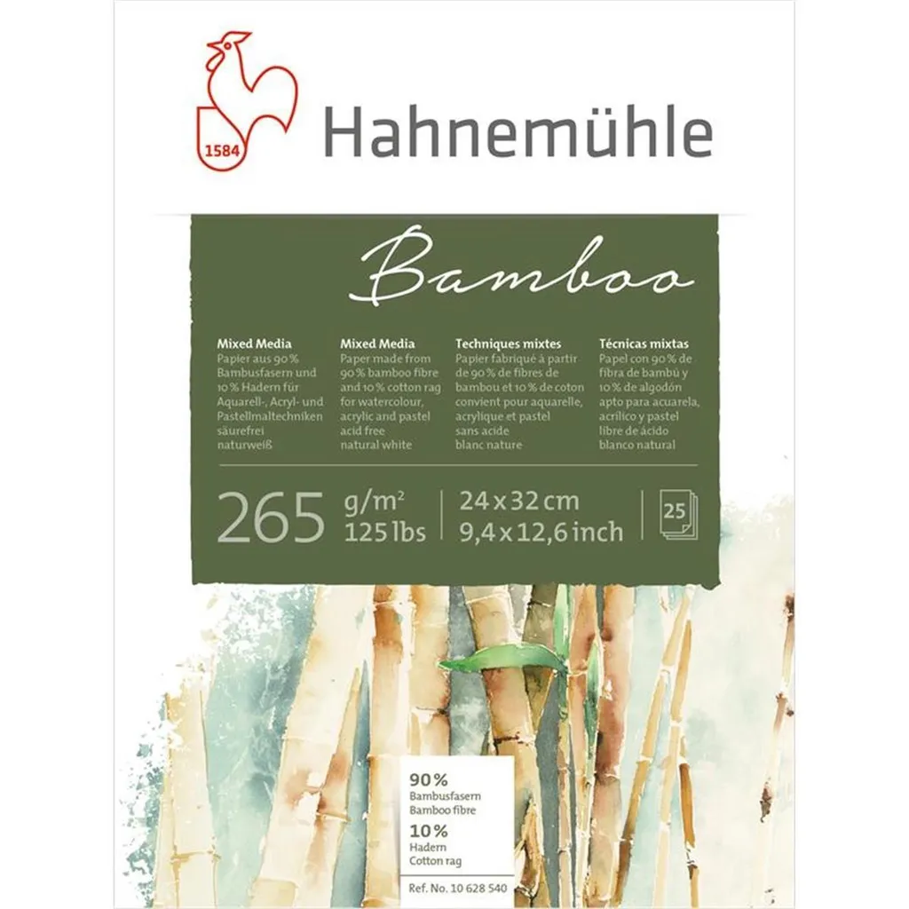Papier Aquarelle en Bambou 24x32 cm - Bloc 25 feuilles grain naturel