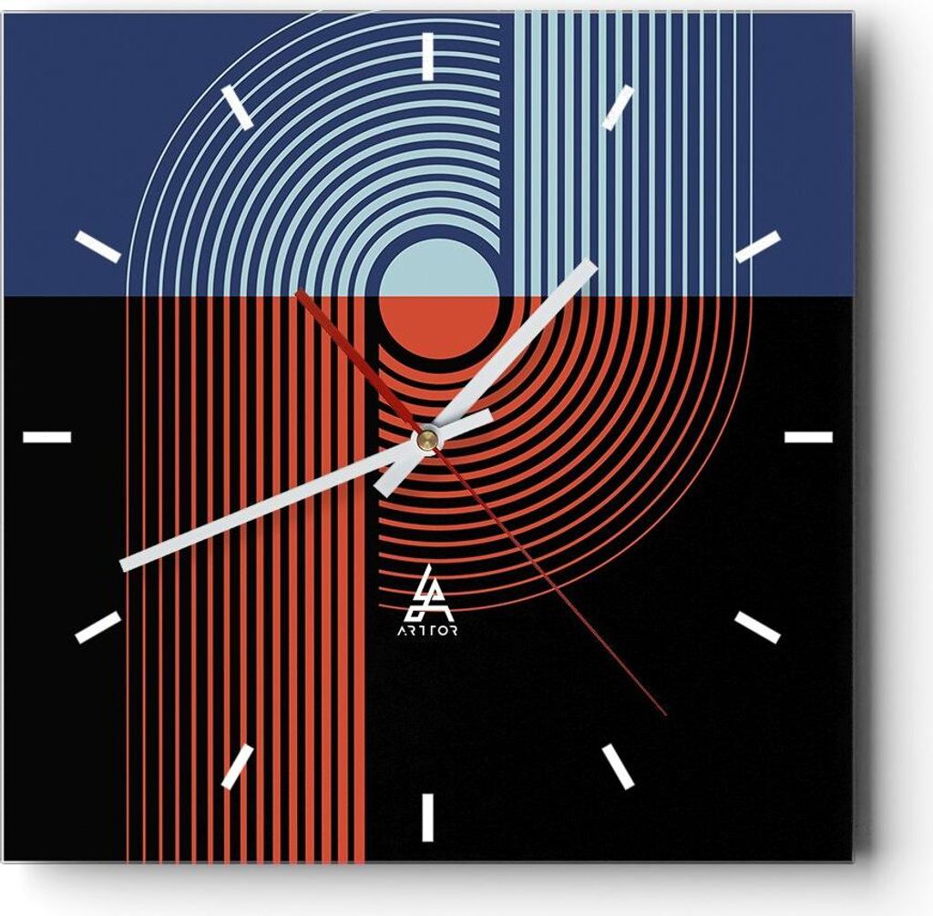 Wanduhr - Quadrat - Glasuhr - Abstraktion Moderne Minimalismus - 40x40cm - Schleichendes Uhrwerk - Lautlos - zum Aufhängen bereit - Dekoration Mod...