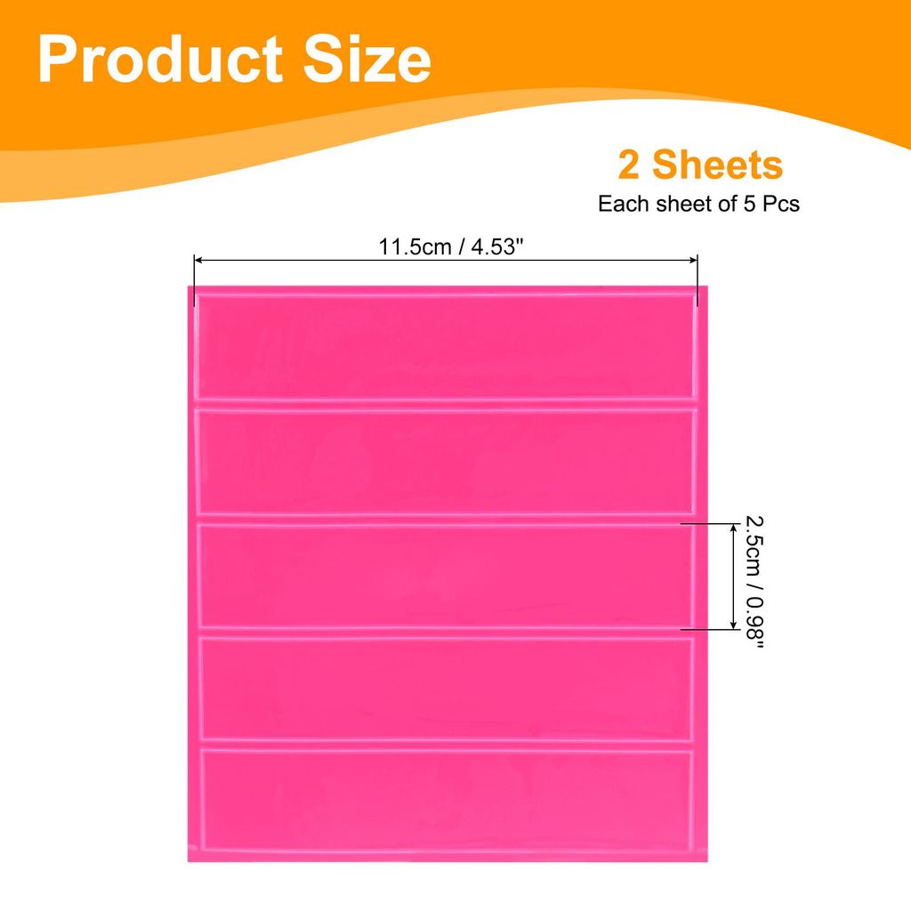 2 Bl?tter Reflektoren Aufkleber Pink, 11,5 x 2,5cm Sicherheits Reflektierende Aufkleber Wasserdicht Warnaufkleber fš¹r Kleidung Tasche Rucksack M...