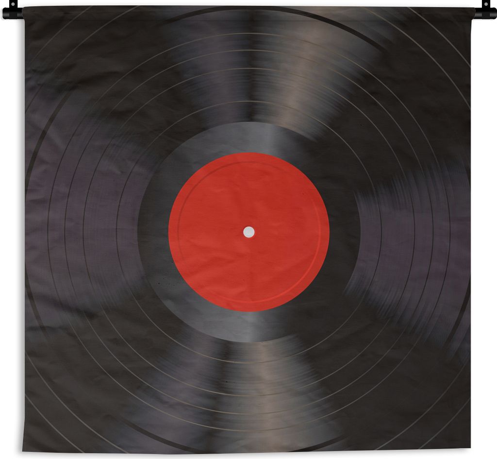 MuchoWow Wandteppich Wandbehang Vinyl LP - Schallplatten - Rot - Vintage - Elpee 150x150 cm Tapisserie Dekoration Wandtuch - Wohnaccessoires - Mo...
