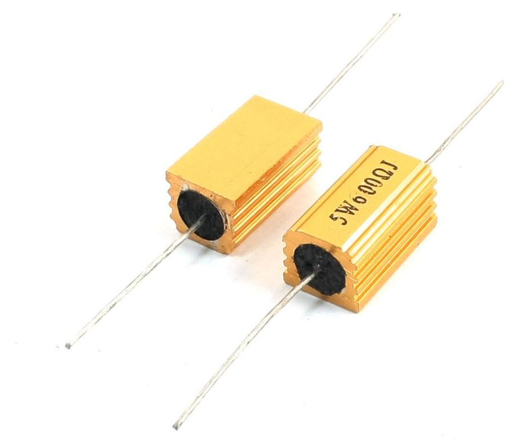 2 Stš¹ck 5Watt 600 Ohm Gold Tone Aluminium Clad Widerstand