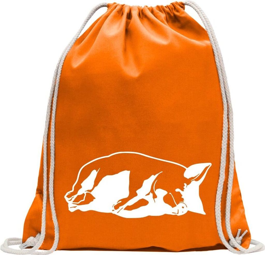 Kiwistar - Turnbeutel - mandarin - Schwein Motiv 1 - Sau - Baby - Fun Rucksack Sport Beutel Gymsack Baumwolle mit Ziehgurt