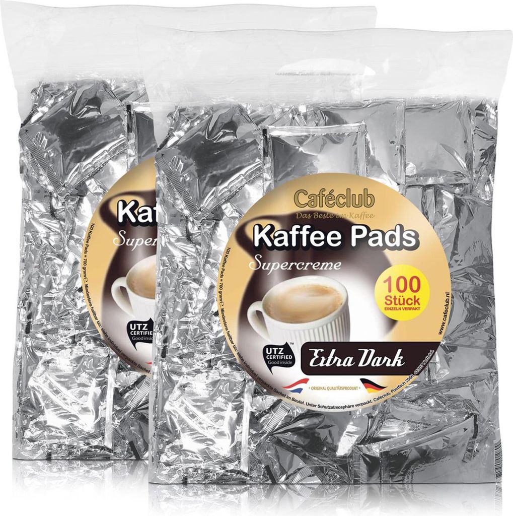 2x Cafeclub Extra Dark Kaffeepads Megabeutel je 100 stk. dunkle Röstung