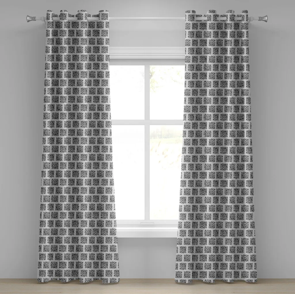 Rideaux décoratifs à motifs géométriques noir et beige lot de 2 pièces