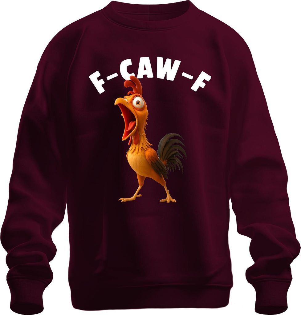 F-CAW-F lustiges Huhn Cartoon Hahn Bauernhof Geschenk Humor witz Uni Sweatshirt Pullover, Burgundy, 3XL