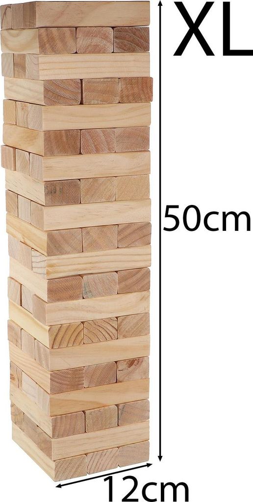 XL Holzturm Stapelspiel 50cm Holz Wackelturm Produktbild 