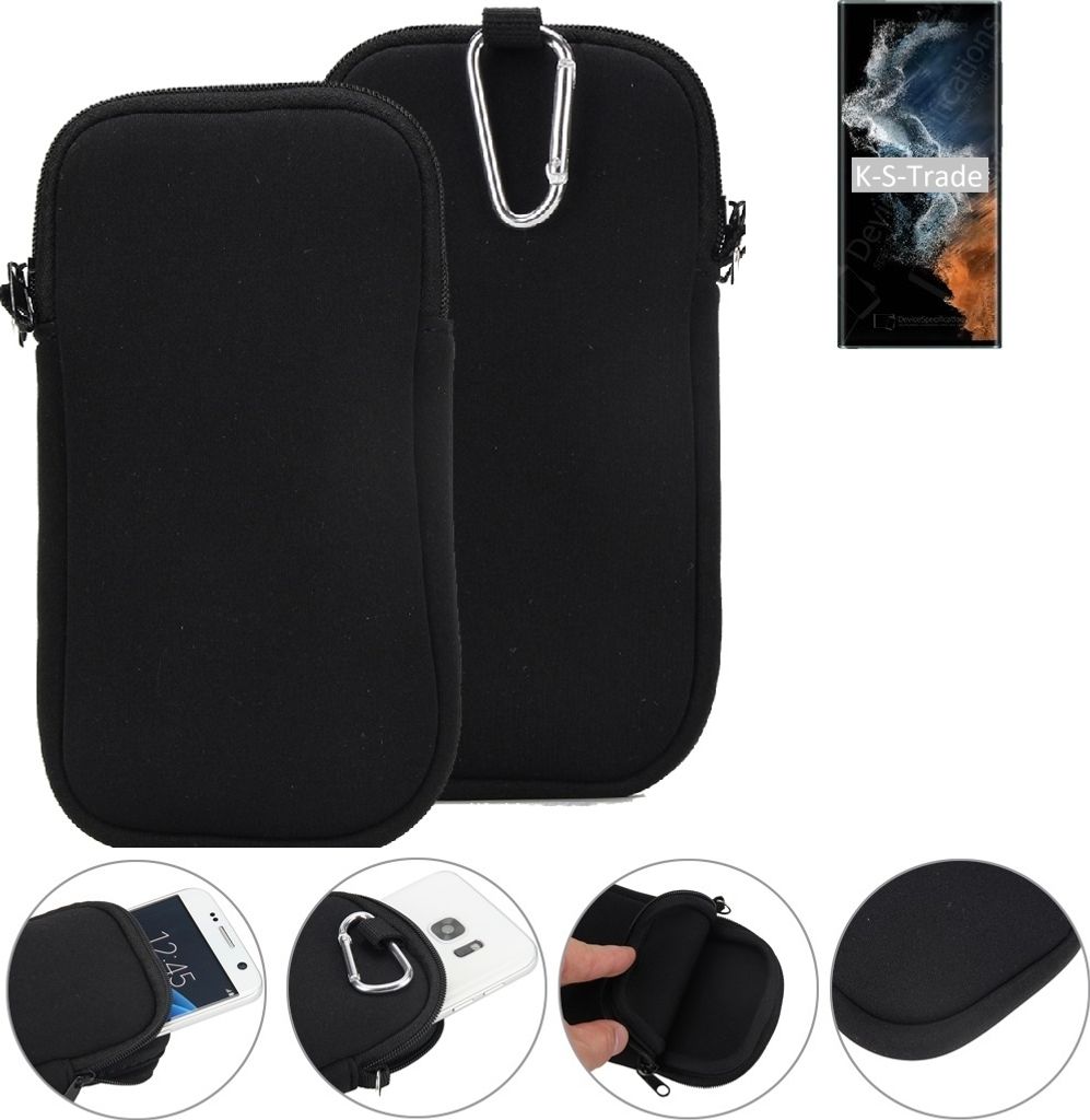 K-S-Trade Neopren-Hülle Handyhülle kompatibel mit Samsung Galaxy S22 Ultra Exynos Schutzhülle Neoprenhülle Sleeve Schutz-Hülle Gürtel Tasche