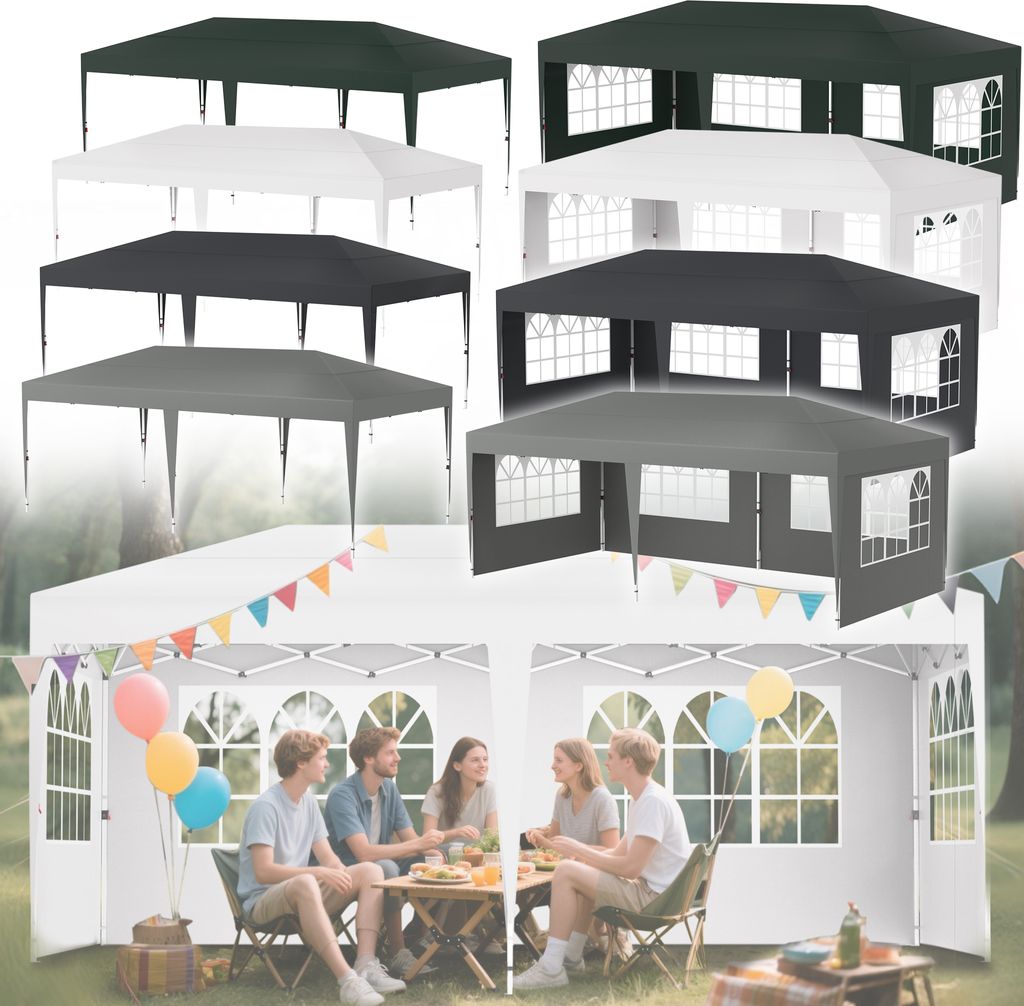 ACXIN Faltpavillon 3x6 Faltbar Partyzelt Gartenzelt, Wasserdicht & UV-Schutz, Höhenverstellbar, Pavillon Outdoor inkl. Tragetasche & Erdanker,Silb...