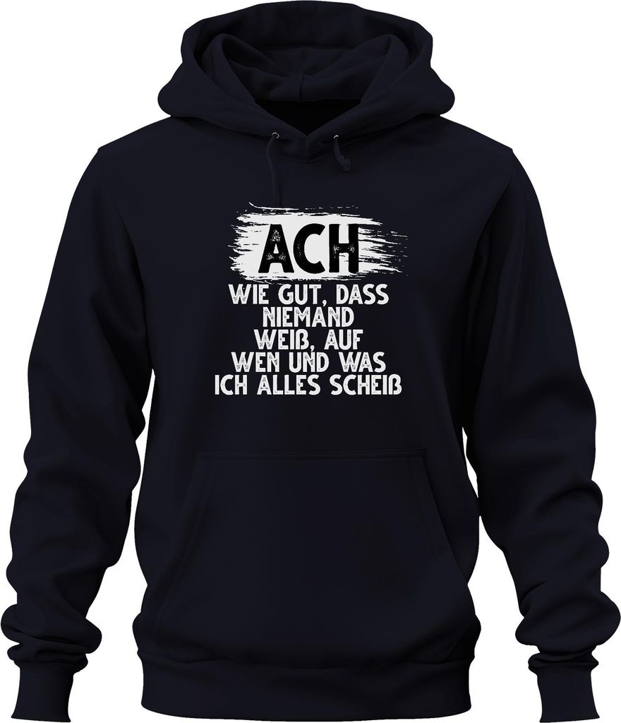 Ach wie gut dass niemand weiß Sarkasmus sarkastisch Humor Witz Uni Hoodie Kapuzenpullover, Navy, XXL