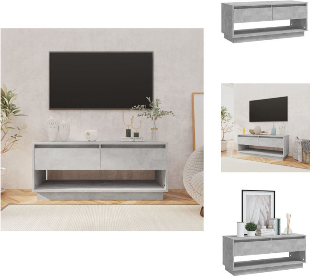 vidaXL TV-Schrank Betongrau 102x41x44 cm Holzwerkstoff - TV-Möbel