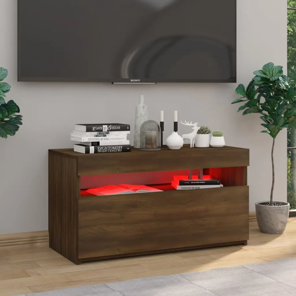 Mobile TV LED Rovere Marrone 75x35x40 cm | Arredo Soggiorno Moderno
