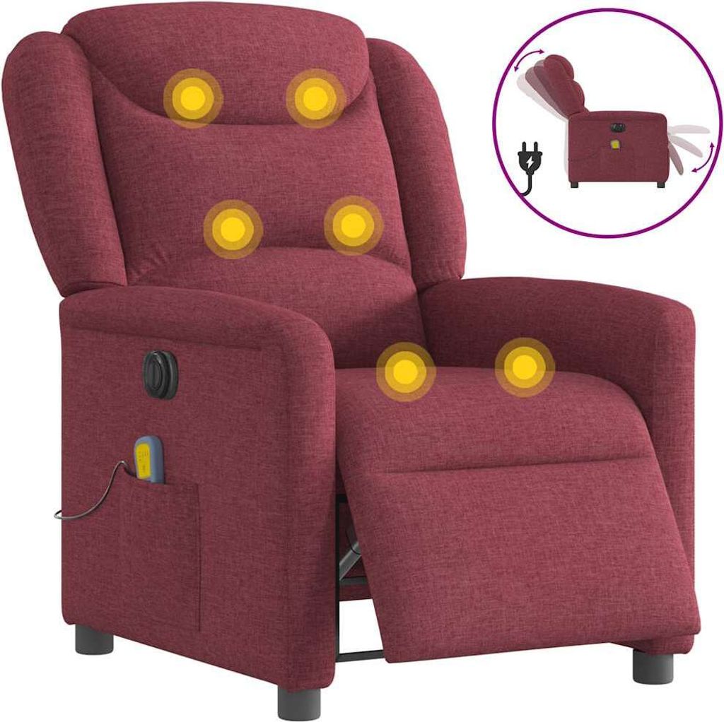 Maison Exclusive - Massagesessel Elektrisch Weinrot Stoff