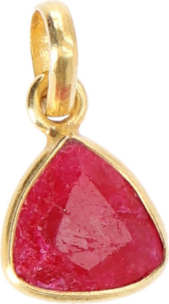 Vergoldeter Anhänger mit Geschliffenem Halbedelstein - Rubinquarz, Rot, SterlingSilber, 1*1*0,5 cm, Anhänger & Amulette aus Silber