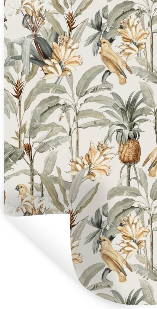 MuchoWow Wandtattoo Wandsticker Wandaufkleber Blume - Ananas - Tropisch 40x80 cm Selbstklebend und Repositionierbar - Repositionierbar - Wasser a...