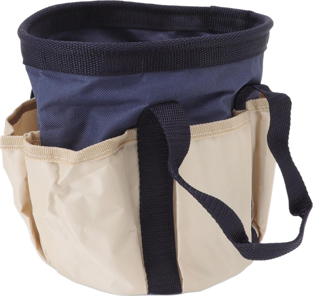 Runde Gartengeräte Tasche 6 Taschen Oxford Cloth Gartenarbeit Werkzeug Storage Tote für Männer Frauen Gärtner dunkelblau mit Creme Farbe