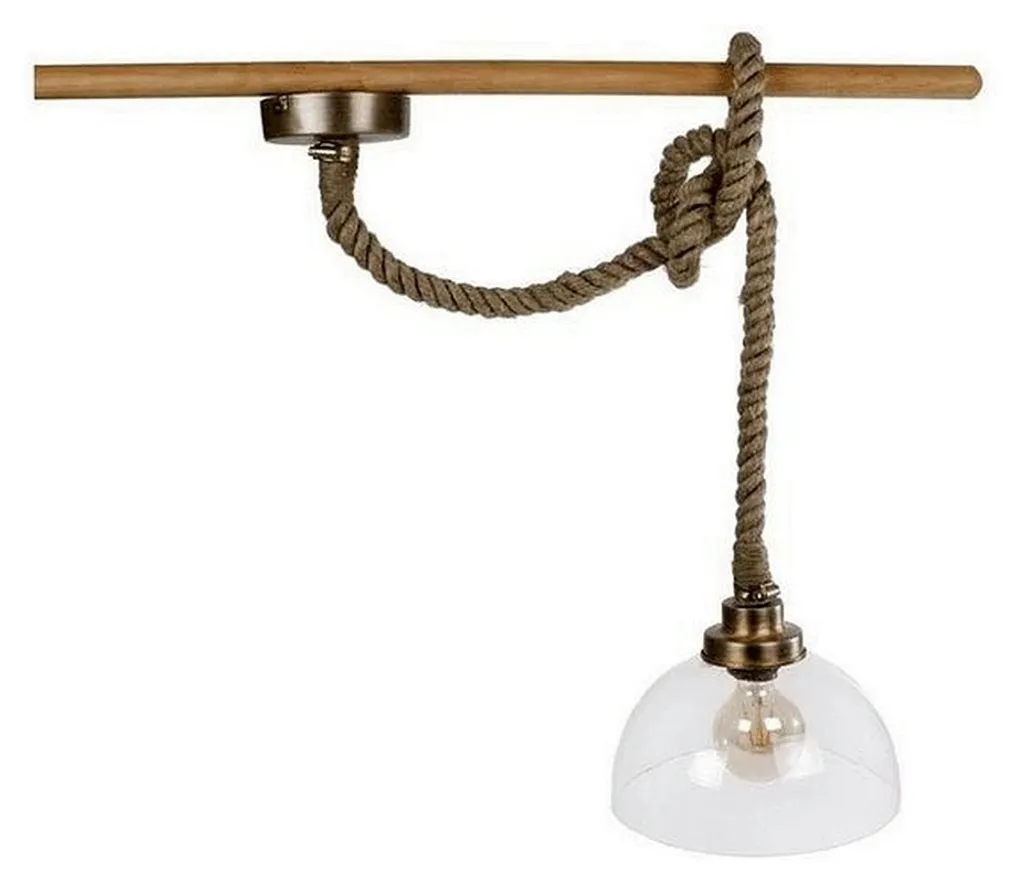 Lampada Sospensione Vetro Trasparente e Corda | Design Essenziale