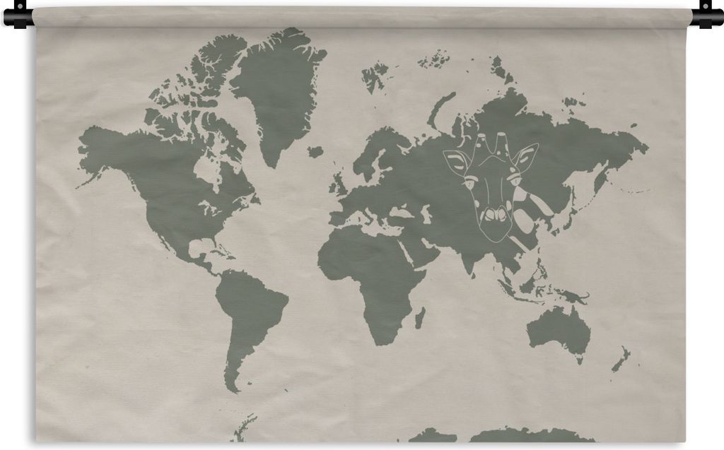 MuchoWow Wandteppich Wandbehang Weltkarte - Tiere - Giraffe 120x80 cm Tapisserie Dekoration Wandtuch - Wanddekorationen - Wandtücher
