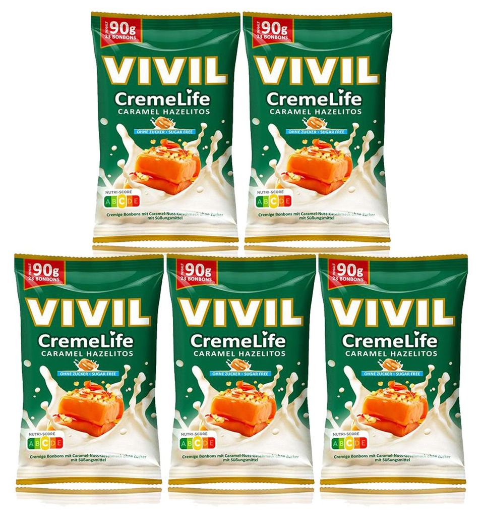 Bonbons Vivil Creme Life Caramel Hazelitos sans sucre 90g, Image du produit 