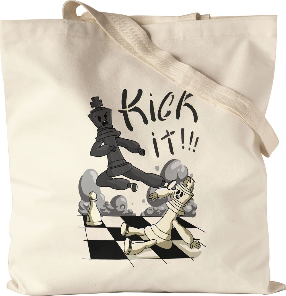 Kick It Jutebeutel Stoffbeutel Canvas Schachspieler Schachbrett Chess Geschenkidee Für Schachfans