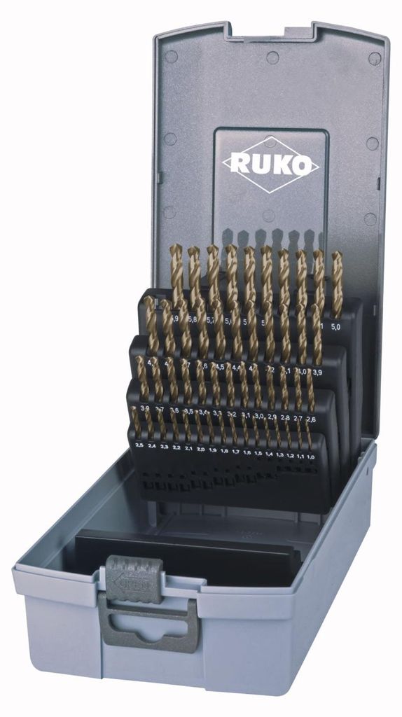 RUKO Spiralbohrer-Satz DIN 338 Typ VA, HSSE-Co 5 in Kunststoffkassette - 50 tlg. - 215217RO