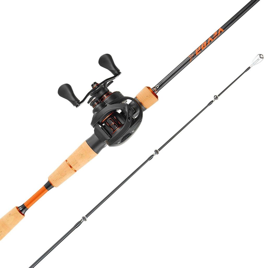 Rute und Angelrolle im Set, IM7-Kohlefaser-Baitcasting-Rute und Rolle im Set, Bass-Angelrute mit 6+1 BB-System, Übersetzungsverhältnis 7,0:1, Kor...