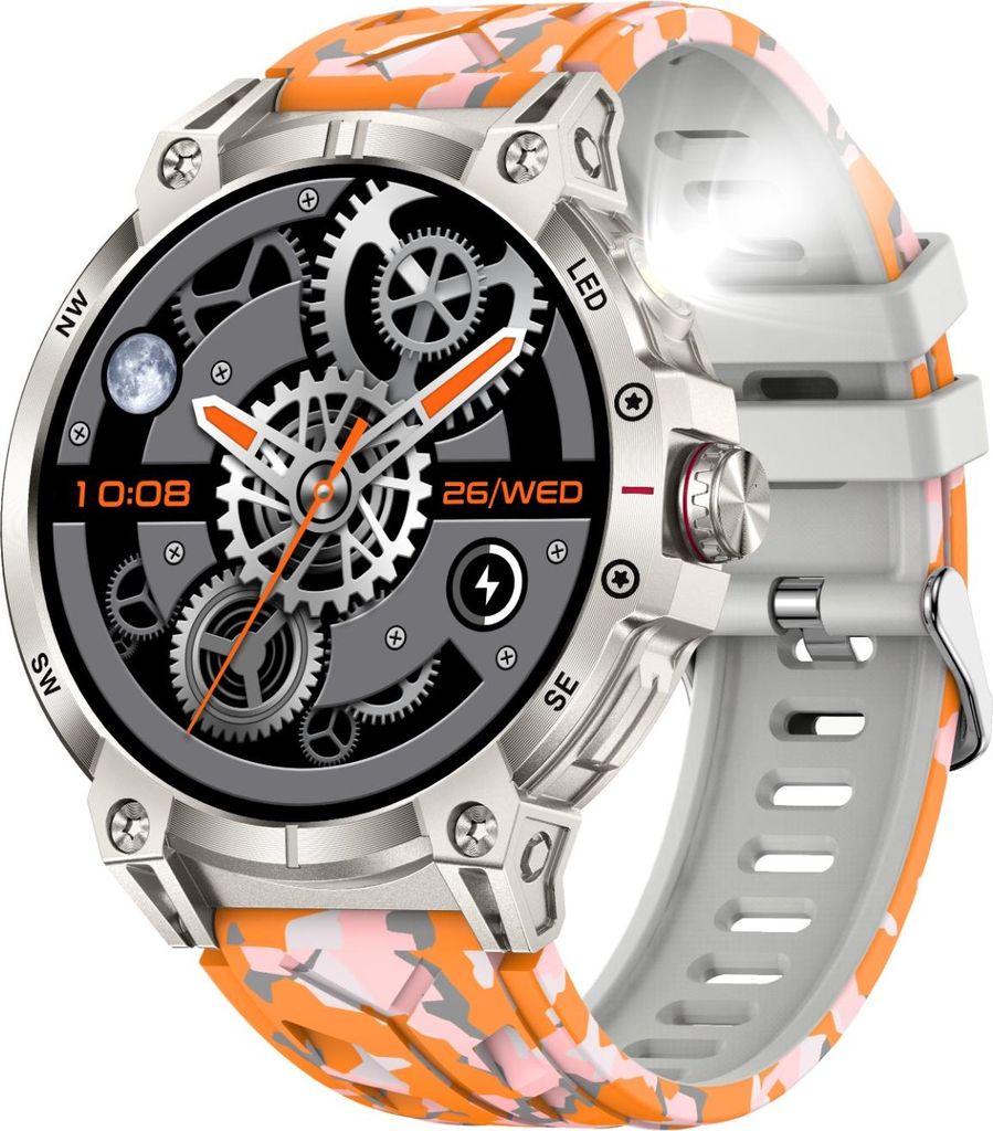 INF Multifunktionale Smartwatch: Silikon, 5.65x4x1.23cm, Sport & Alltag, 1 Stk Grau+Orange