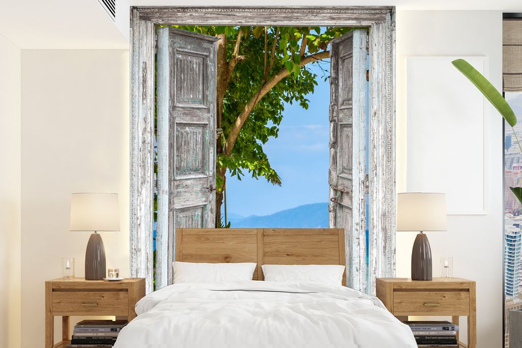 MuchoWow Fototapete für Wohnzimmer oder Schlafzimmer Wandtapete Vinyl Motivtapete Strand - Tropen - Meer - Blick - 190x260 cm - Papiertapete