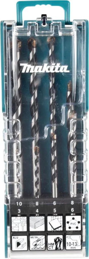 Makita Jeu de 8 Forets Multi-matériaux pour Bois Métal et Maçonnerie