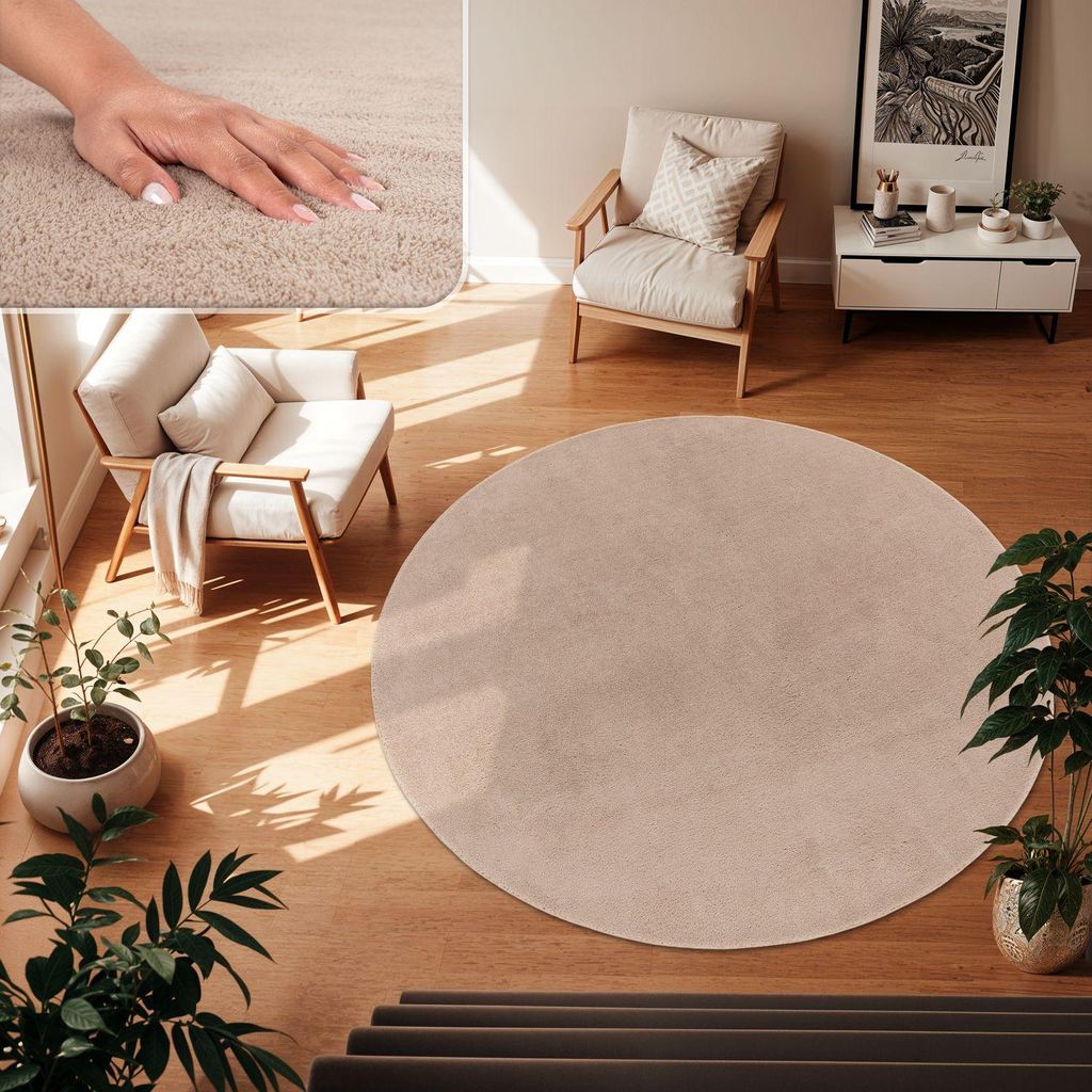 TT Home Wohnzimmer Teppich Kurzflor Anti-Rutsch Rückseite Produktbild 