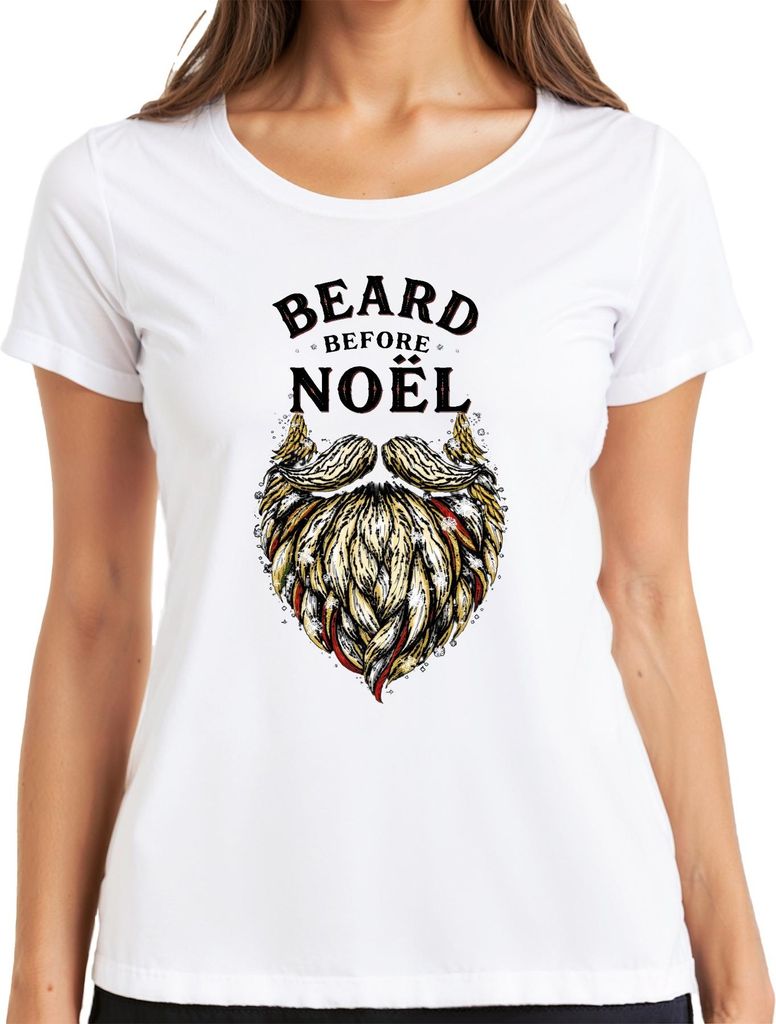Beard Before Noël Weihnachtsmann Weihnachtsbart Lustig Geschenk Damen T-Shirt, Weiß, XXL