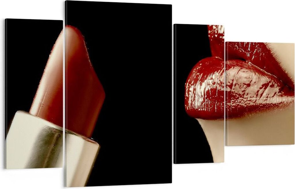 Bild auf Leinwand - Leinwandbild - Frau rote Lippen Lippenstift Gesicht - 120x70cm - Wand Bild - Wanddeko - Leinwanddruck - Bilder - Kunstdruck - L...
