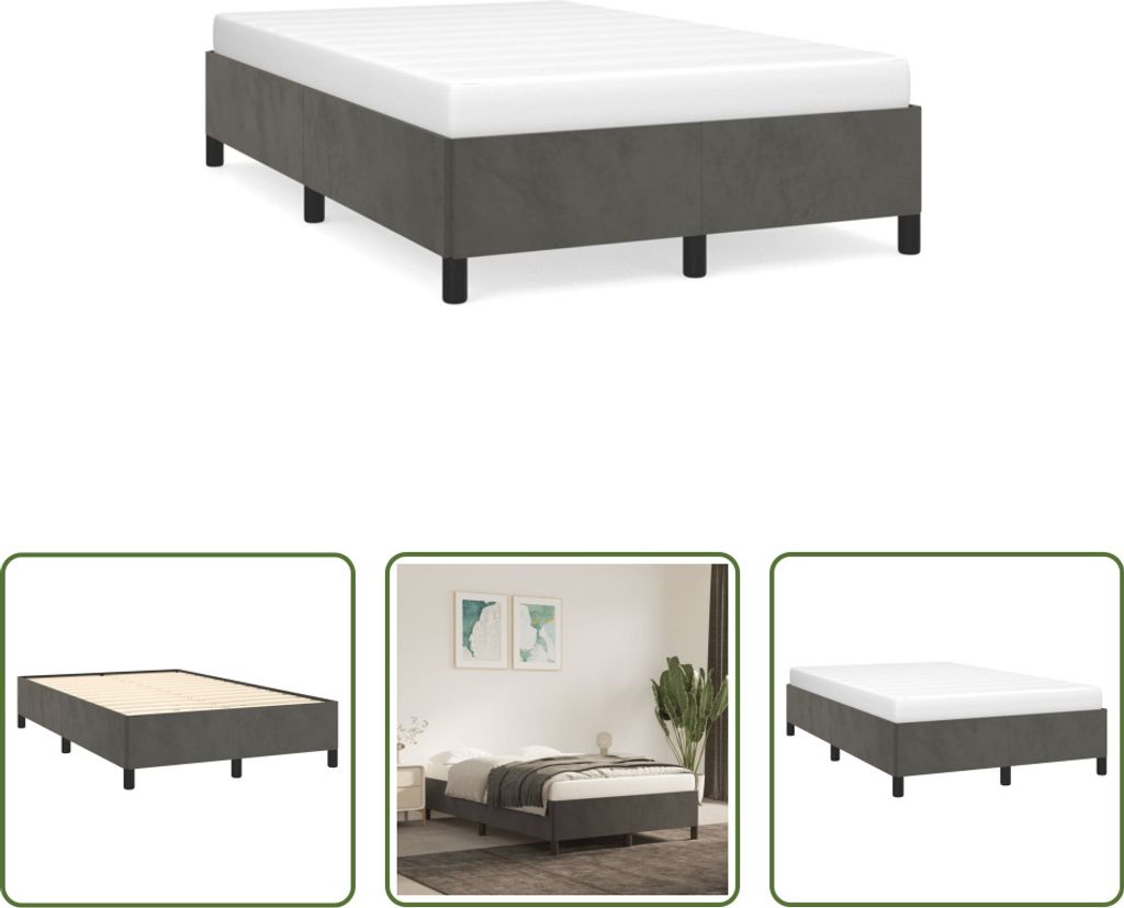 The Living Store Bettgestell Dunkelgrau 120x190 cm Samt Produktbild 