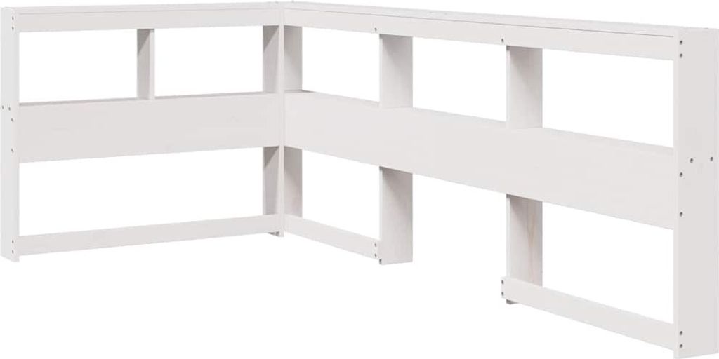 vidaXL Kopfteil mit Bücherregal L-Form Weiß 80 cm Massivholz Kiefer