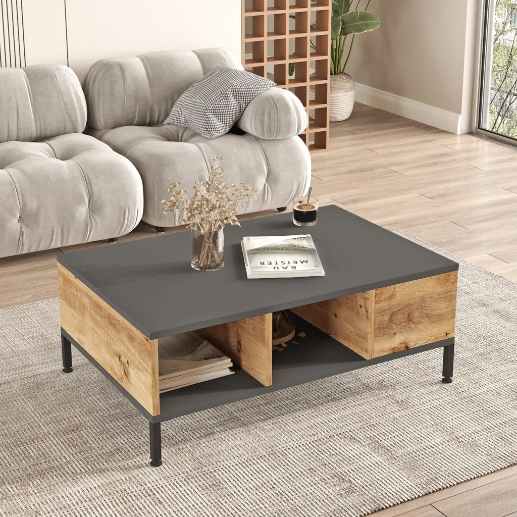Grande Table Basse de Salon pour Apéritif et Déco - Pin Atlantique 90cm