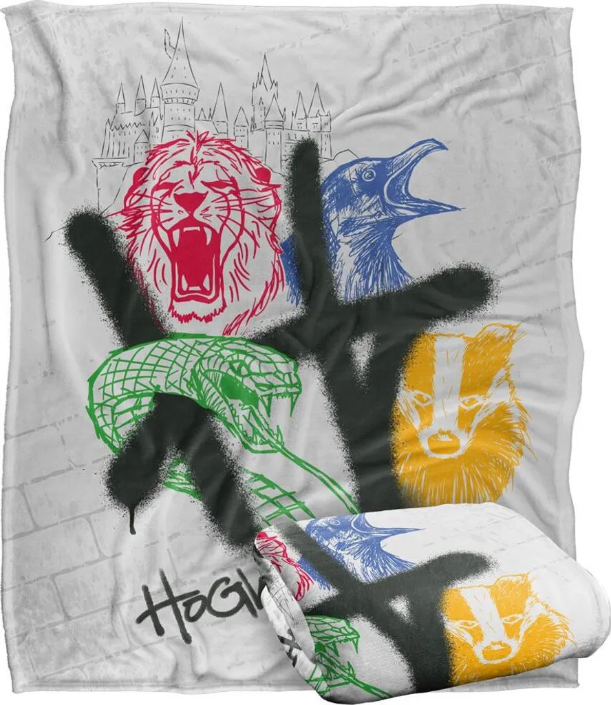 Plaid Harry Potter Hogwarts Graffiti Multicolore Couverture de Lit Douce - 2