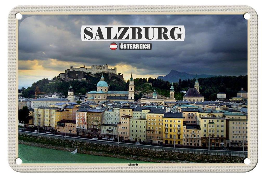 Blechschild Reise Salzburg Österreich Altstadt 18x12cm Dekoration