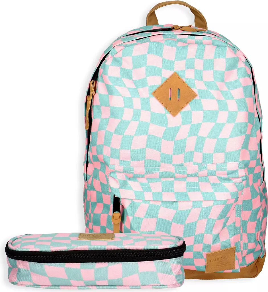 Zaino Paul&Co Urban Scacchiera Verde Rosa | Elegante e Robusto